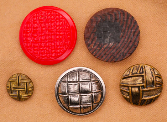 Weave Woven Look Vintage Button Various 13-27mm