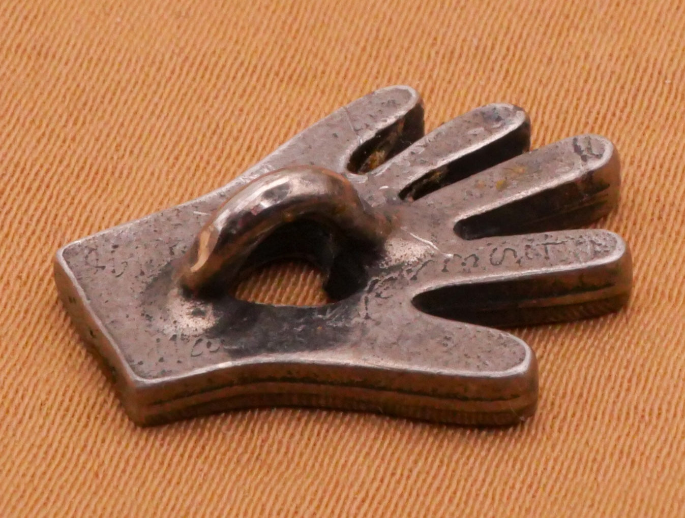 Heart in Hand Primitive Danforth Pewter Metal Button 15x19mm