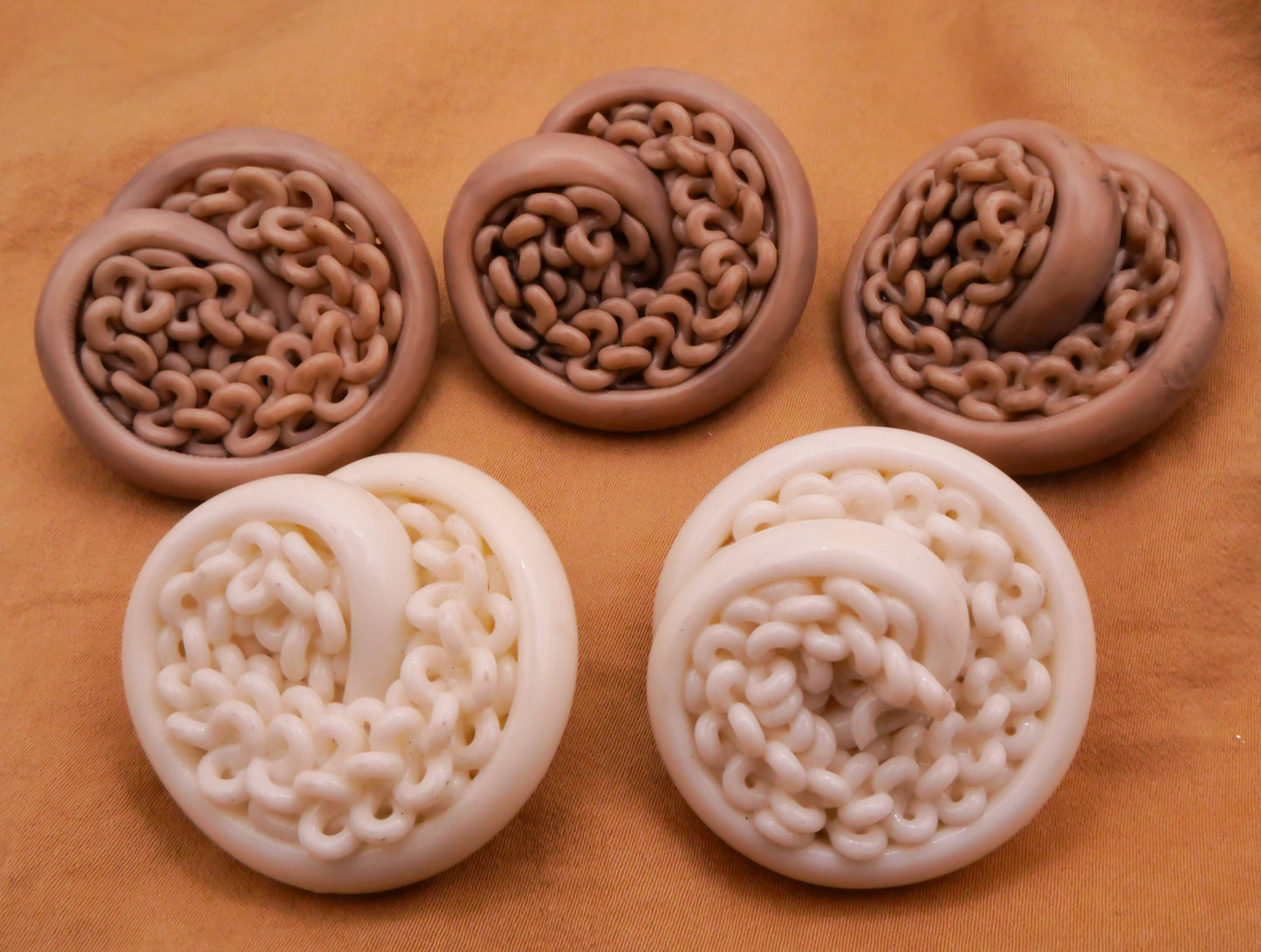 Knit Yarn Look Extruded Celluloid Early Plastic Large Button Various 37mm