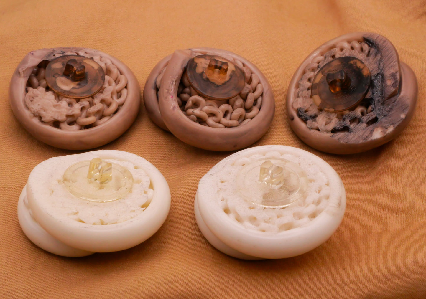 Knit Yarn Look Extruded Celluloid Early Plastic Large Button Various 37mm