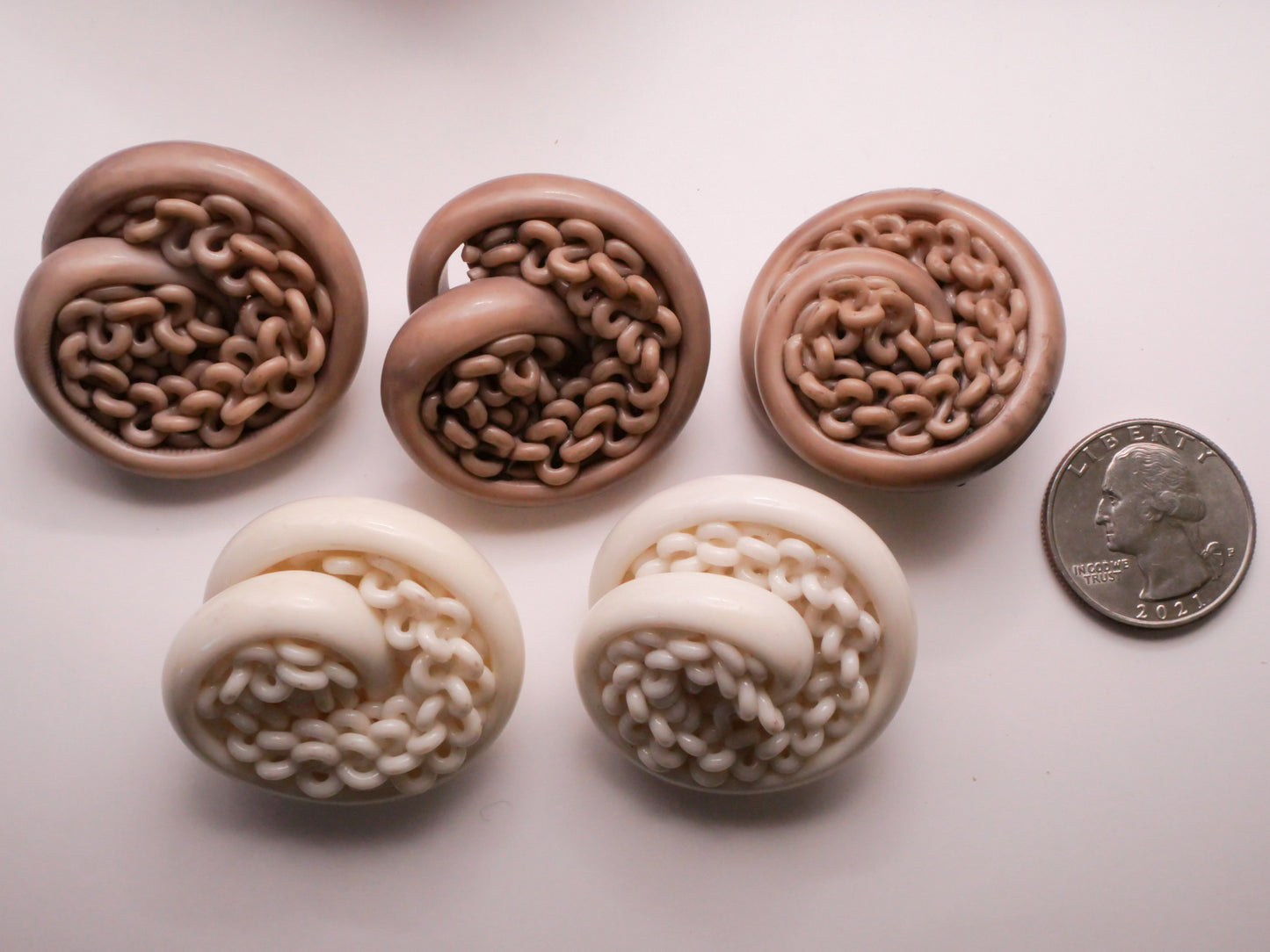 Knit Yarn Look Extruded Celluloid Early Plastic Large Button Various 37mm