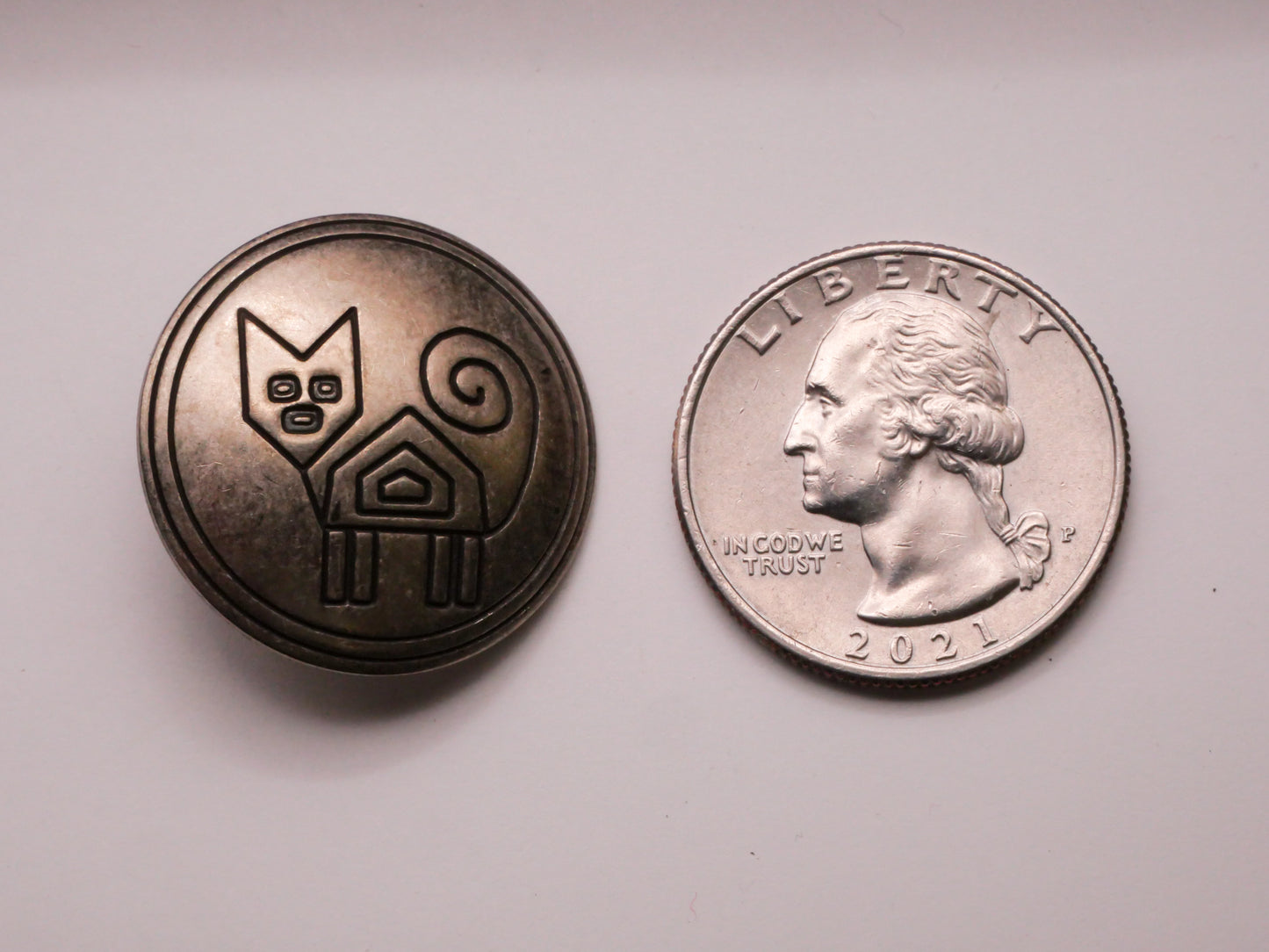 Cat Tribal Design Domed Metal Vintage Button 25mm