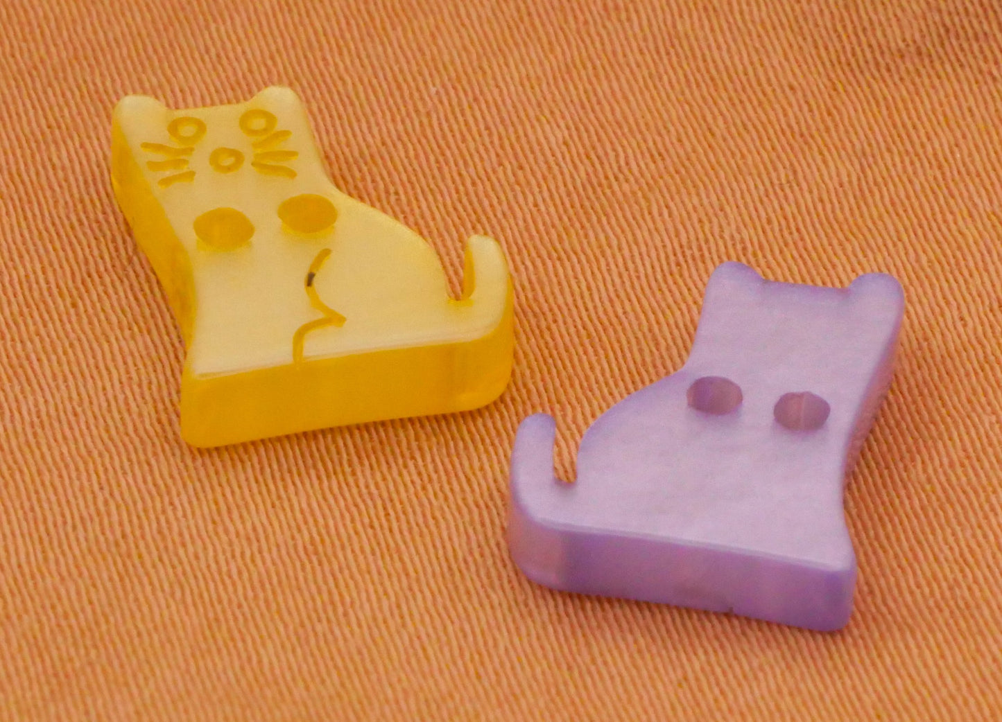 Cat Kitty Colorful Pearlized Plastic Set of Nine Buttons 10x13mm
