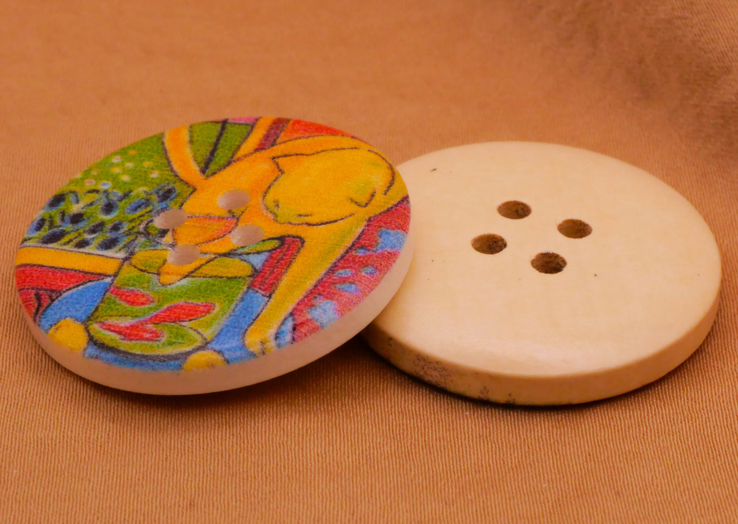 House Cat Kitty Scene Wood Button Various 30mm