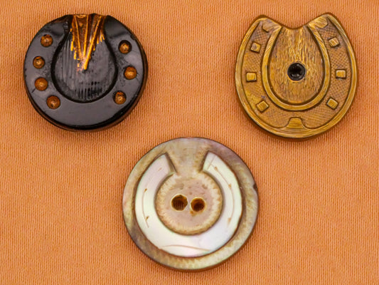 Horseshoe Lucky Charm Western Antique Button Various 16-17mm