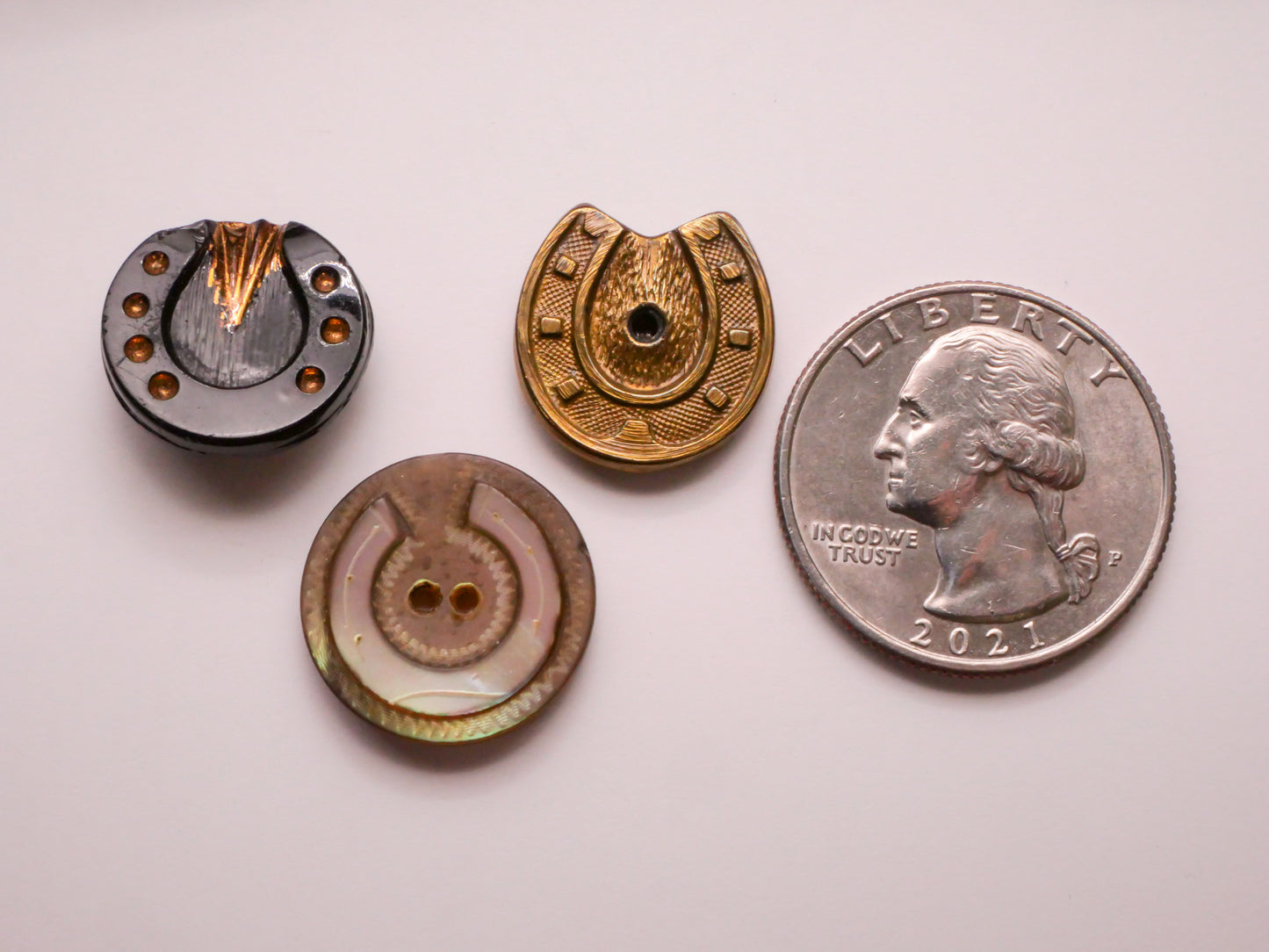 Horseshoe Lucky Charm Western Antique Button Various 16-17mm