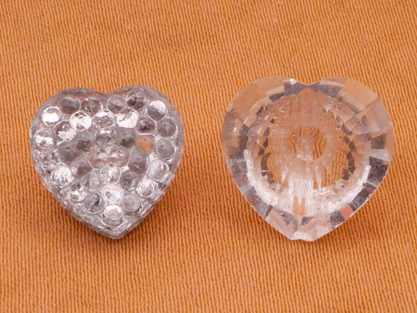 Heart Shape Clear Glass Vintage Button Various 11-13mm