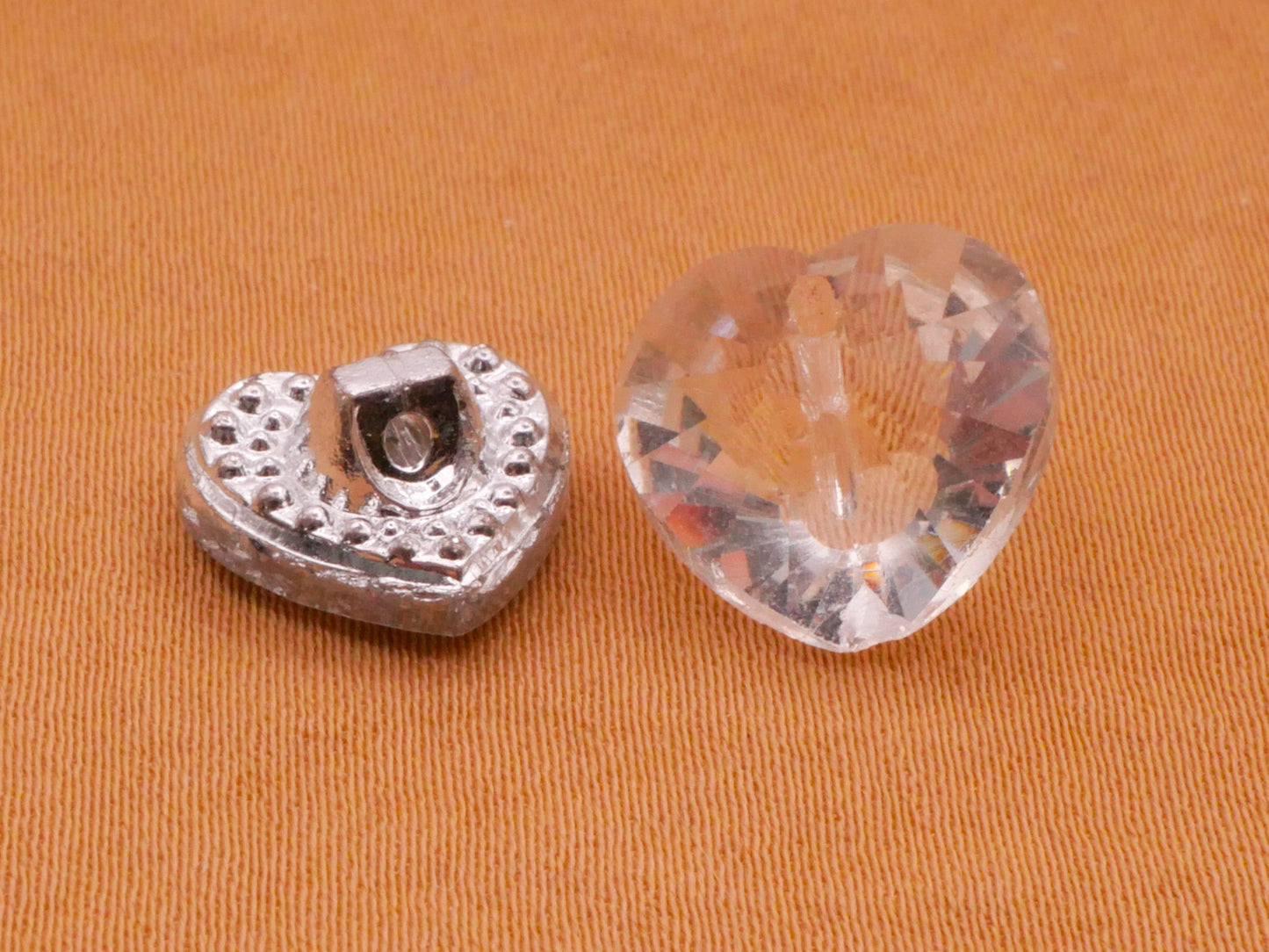 Heart Shape Clear Glass Vintage Button Various 11-13mm