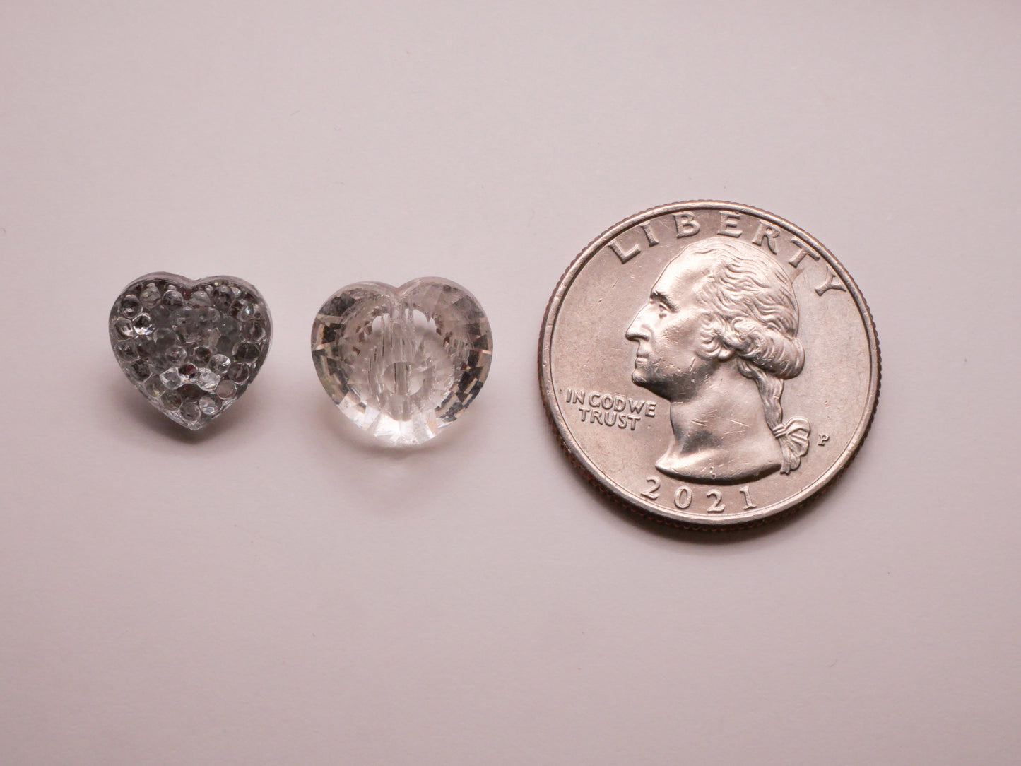 Heart Shape Clear Glass Vintage Button Various 11-13mm