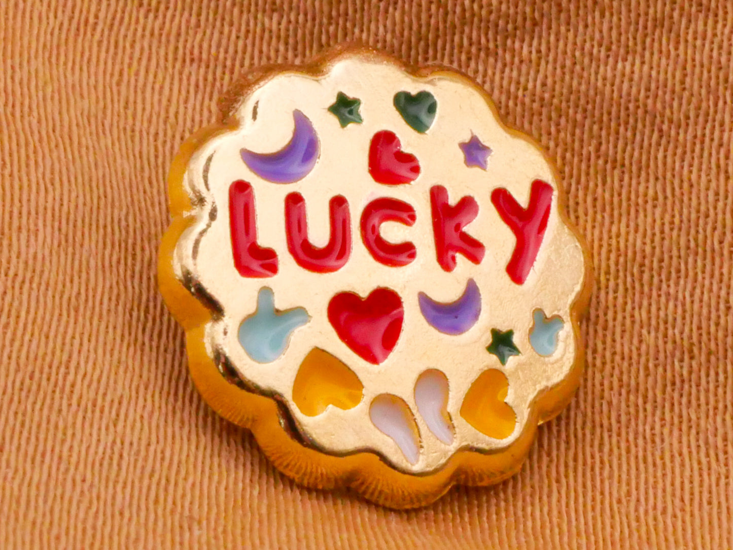 Lucky Charms Verbal Gold Metal Enamel Button 14mm