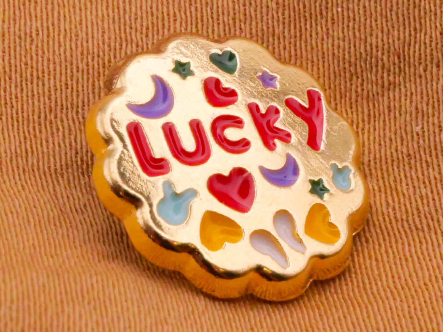 Lucky Charms Verbal Gold Metal Enamel Button 14mm