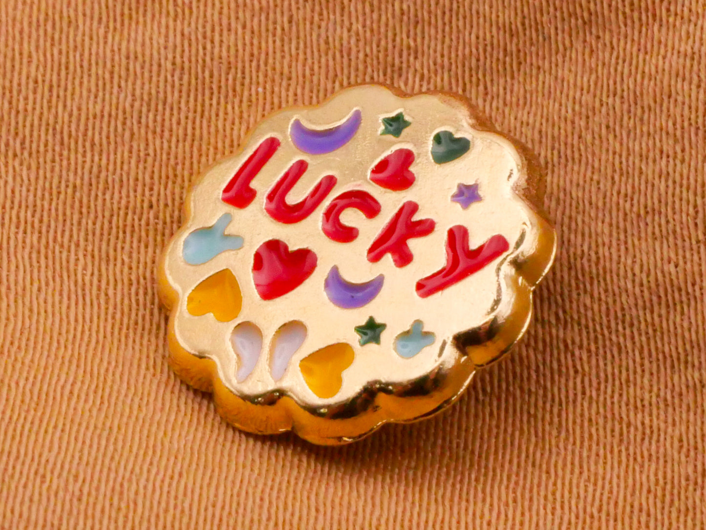 Lucky Charms Verbal Gold Metal Enamel Button 14mm