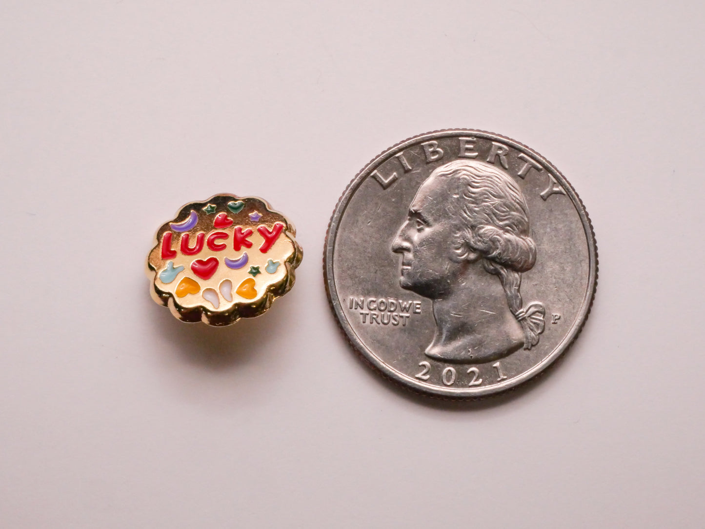Lucky Charms Verbal Gold Metal Enamel Button 14mm