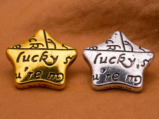 Lucky Star Verbal Gold or Silver Metal Button Various 19mm