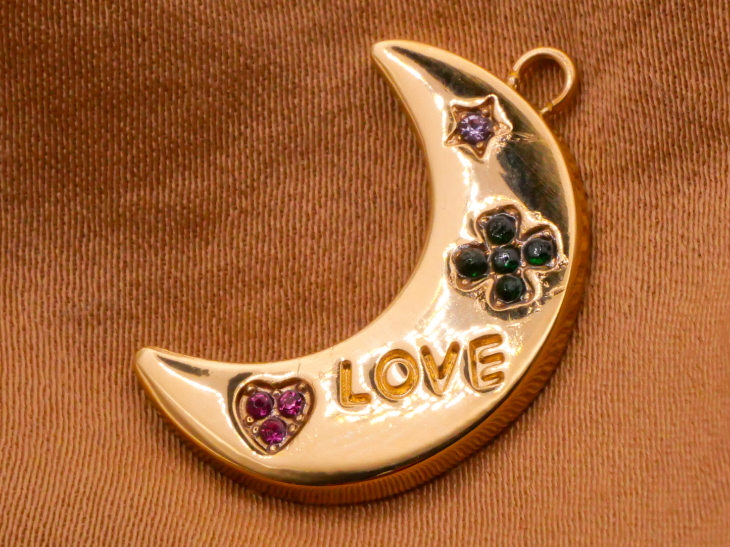 Crescent Moon Lucky Love Charm Pendant Metal Embellishment 16x22mm