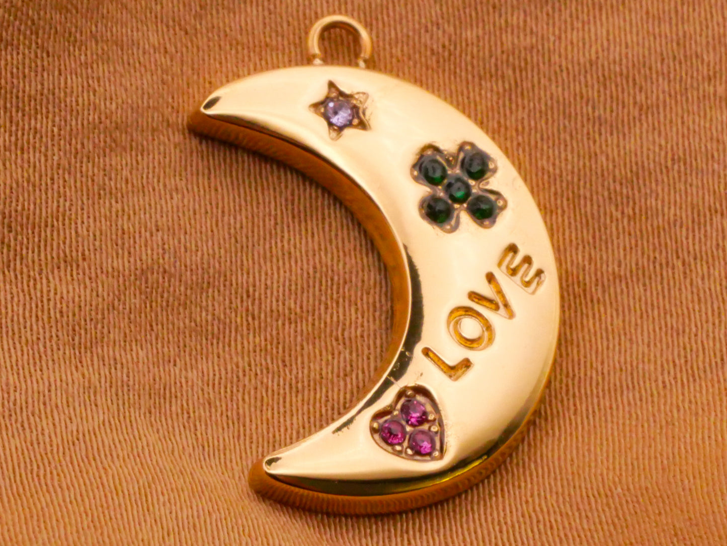 Crescent Moon Lucky Love Charm Pendant Metal Embellishment 16x22mm