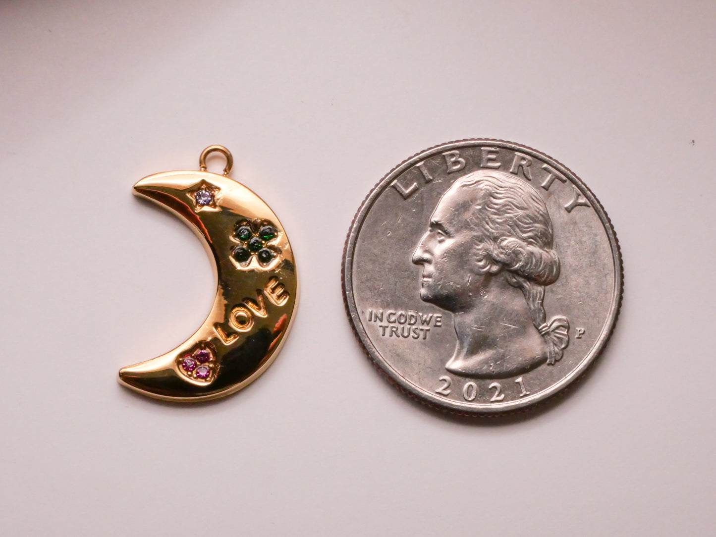 Crescent Moon Lucky Love Charm Pendant Metal Embellishment 16x22mm