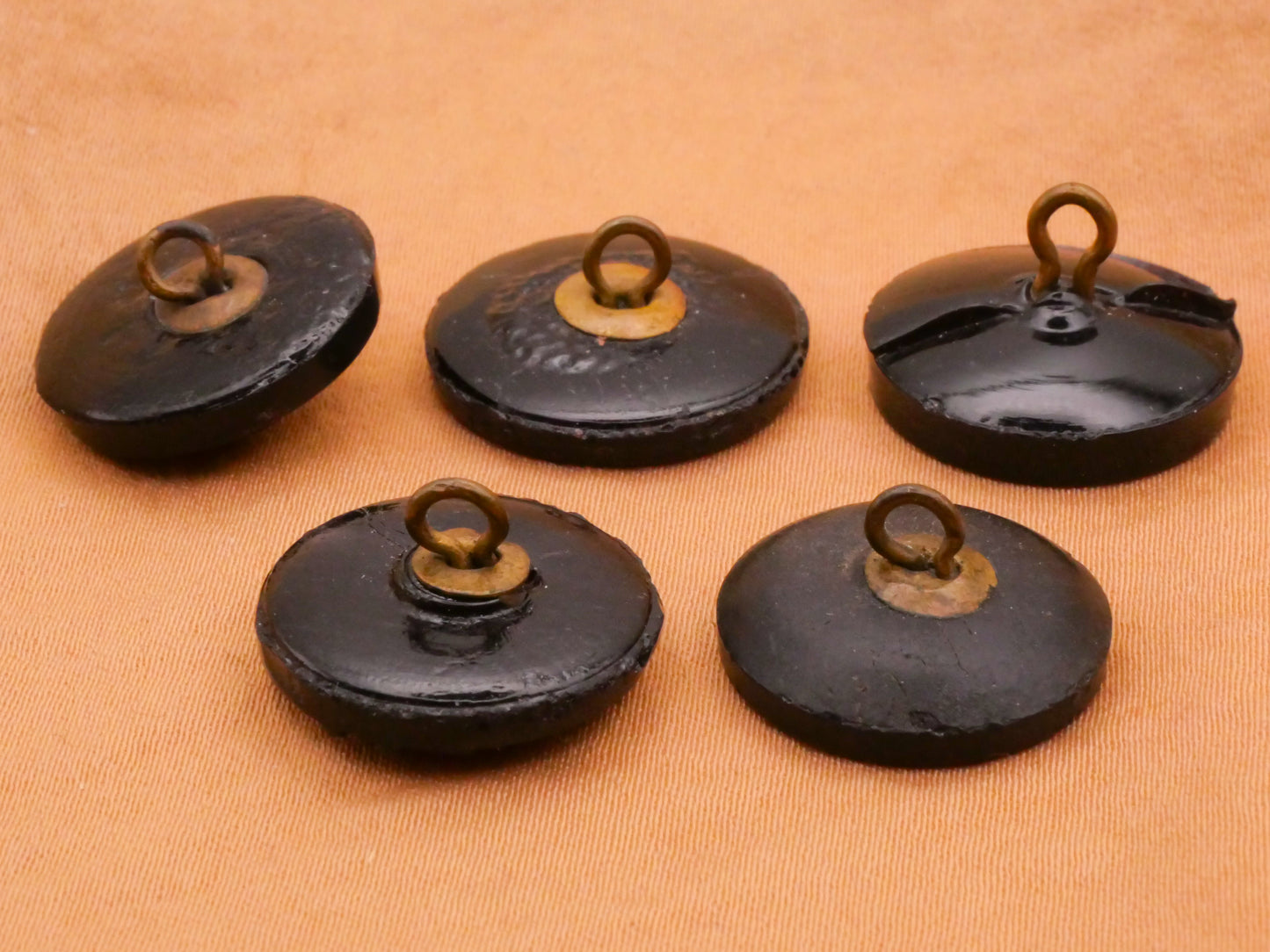 Flower Floral Design Black Glass Button Various 16-18mm