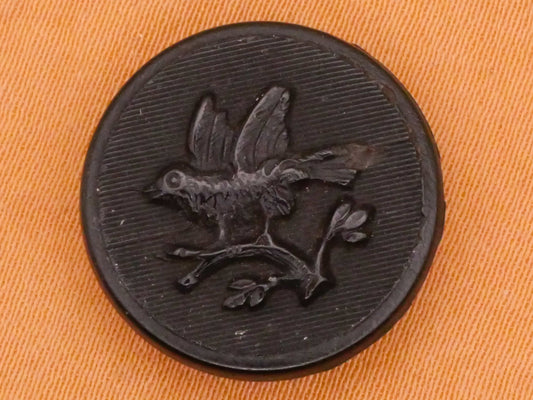 Bird Branch Composition Rubber or Early Plastic Button 18mm