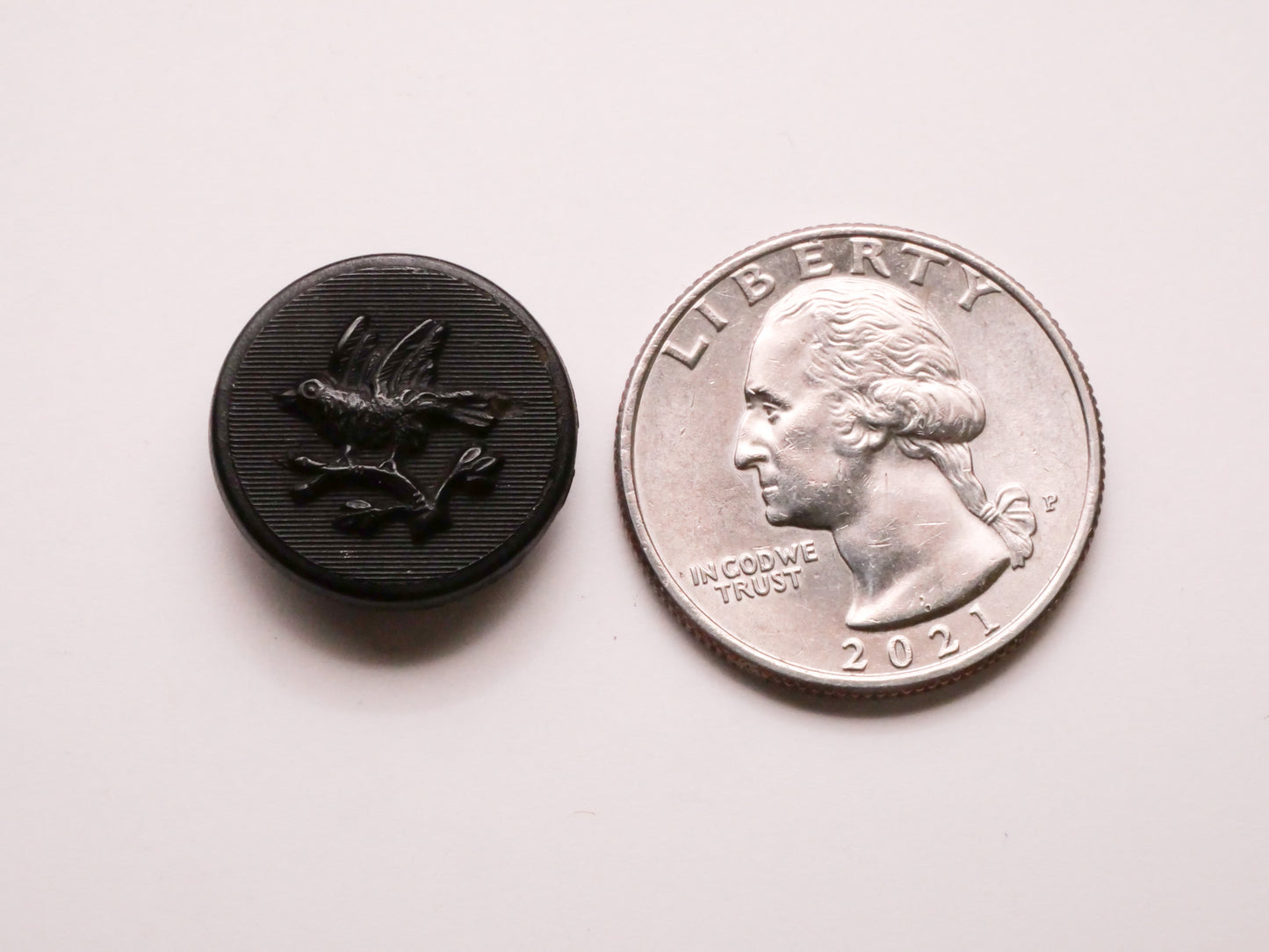 Bird Branch Composition Rubber or Early Plastic Button 18mm