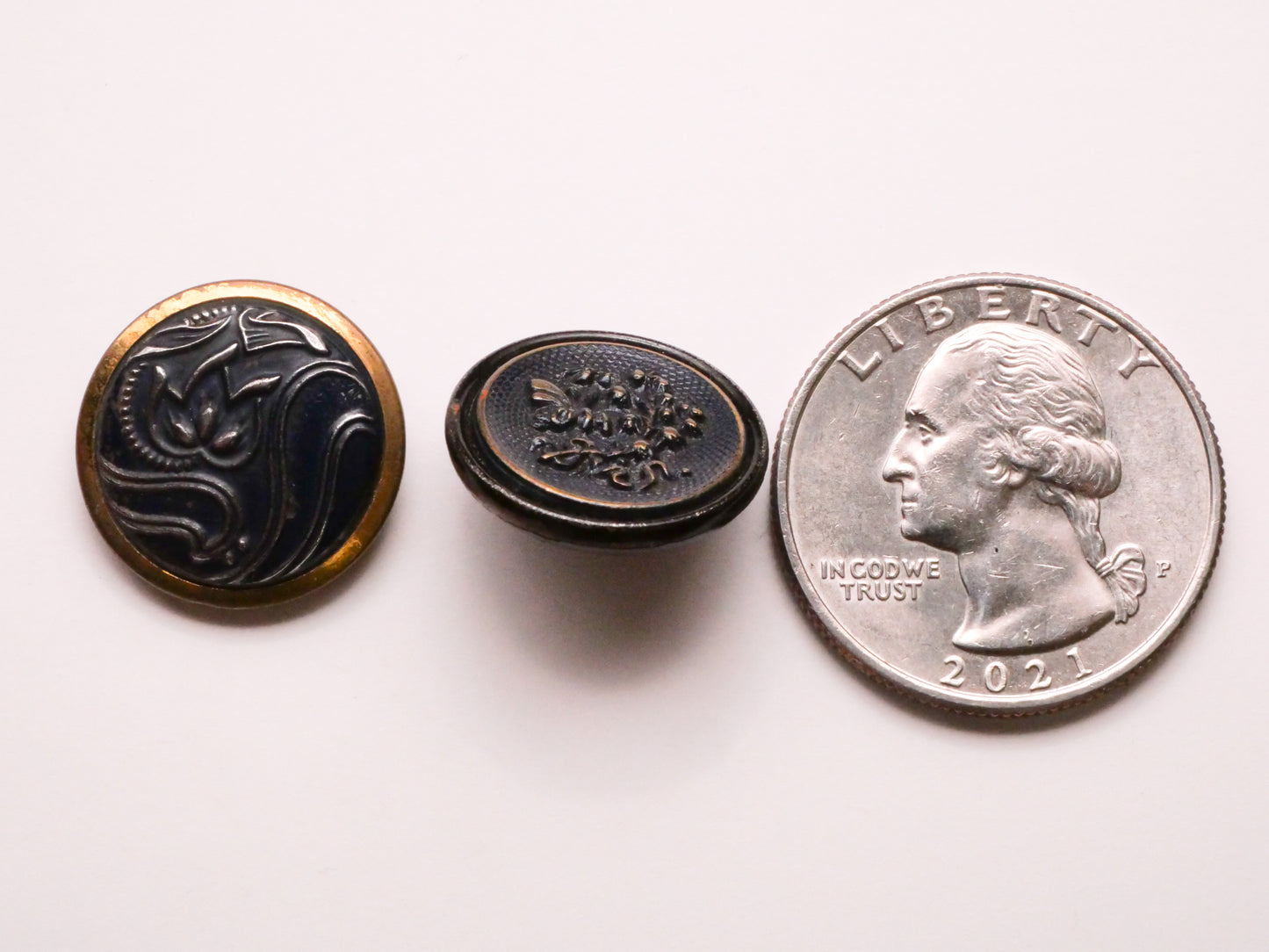 Floral Design Blue Tinted Metal Button Various 17-18mm