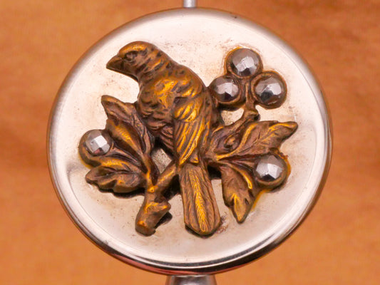 Bird Branch Brass Steel-Cut Antique Button 23mm
