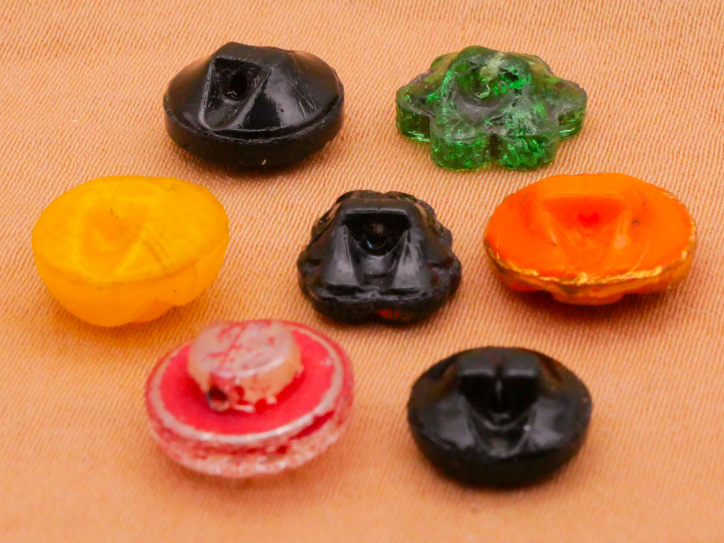 Flower Design Vintage Dimi or Small Glass Button Various 9-11mm