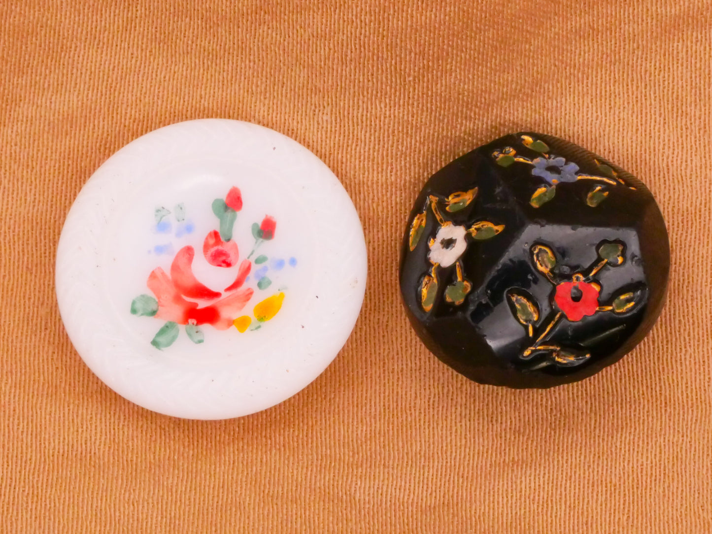 Flowers Floral Painted Glass Button Various 16-18mm