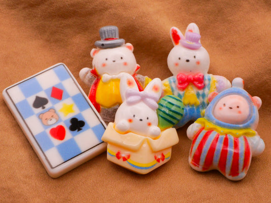 Bunny Rabbit Bear Easter Circus Plastic Set of Five Buttons 25-30mm
