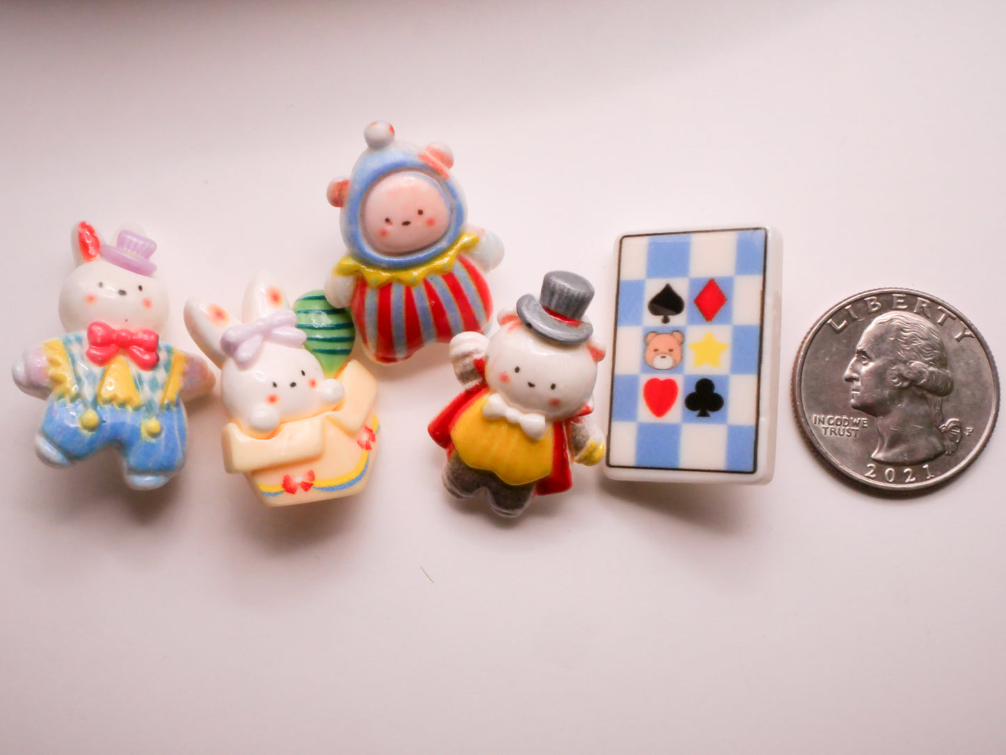 Bunny Rabbit Bear Easter Circus Plastic Set of Five Buttons 25-30mm