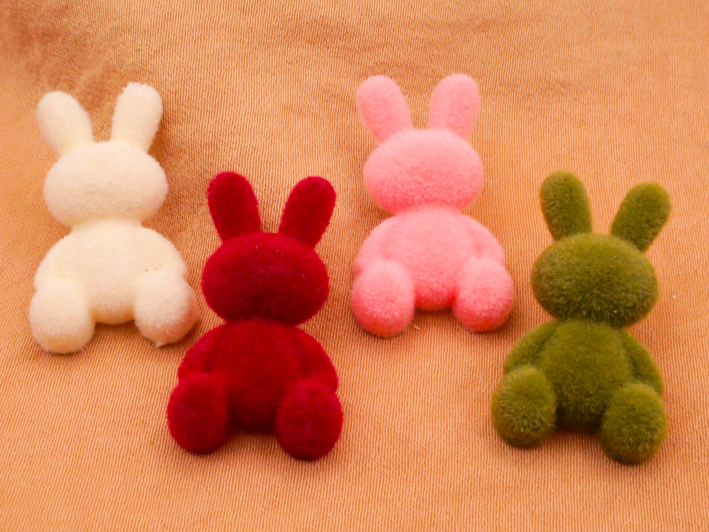 Bunny Rabbit Flocked Set of Four Plastic Buttons 15x26mm