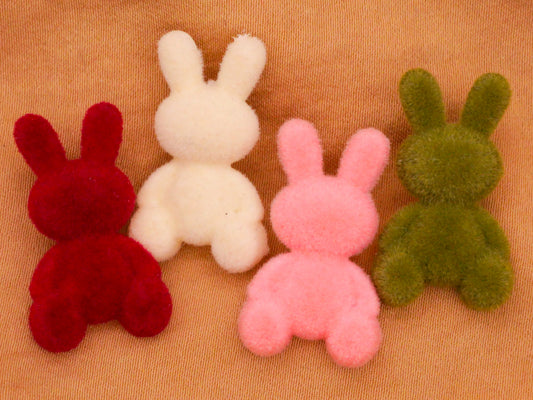 Bunny Rabbit Flocked Set of Four Plastic Buttons 15x26mm