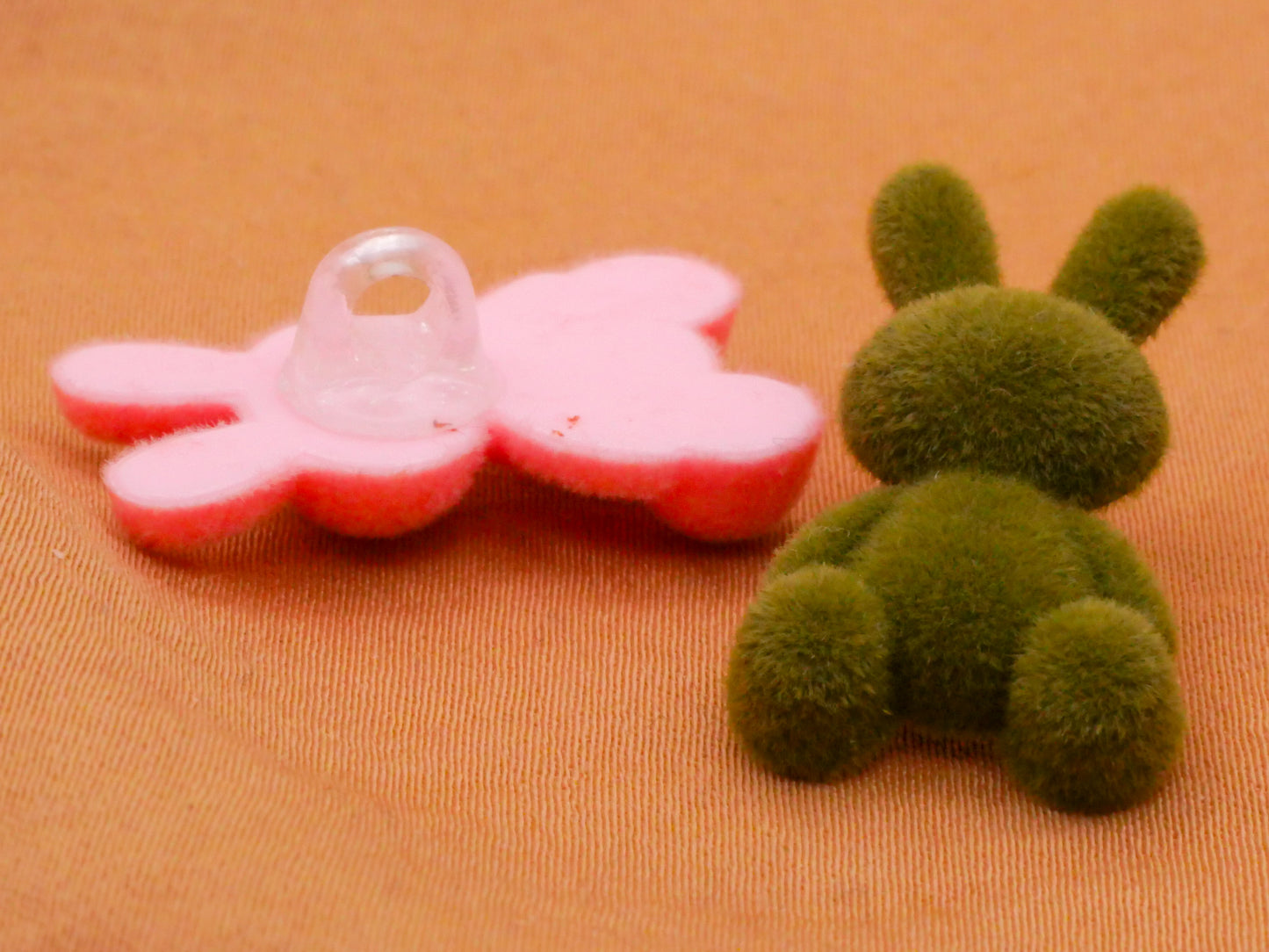 Bunny Rabbit Flocked Set of Four Plastic Buttons 15x26mm