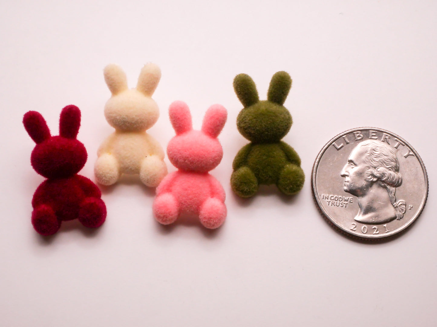 Bunny Rabbit Flocked Set of Four Plastic Buttons 15x26mm