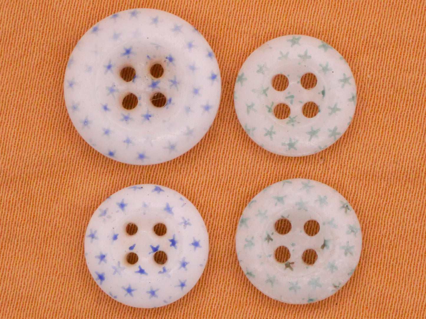 Star Pattern Calico China Glass Antique Button Various 11-14mm