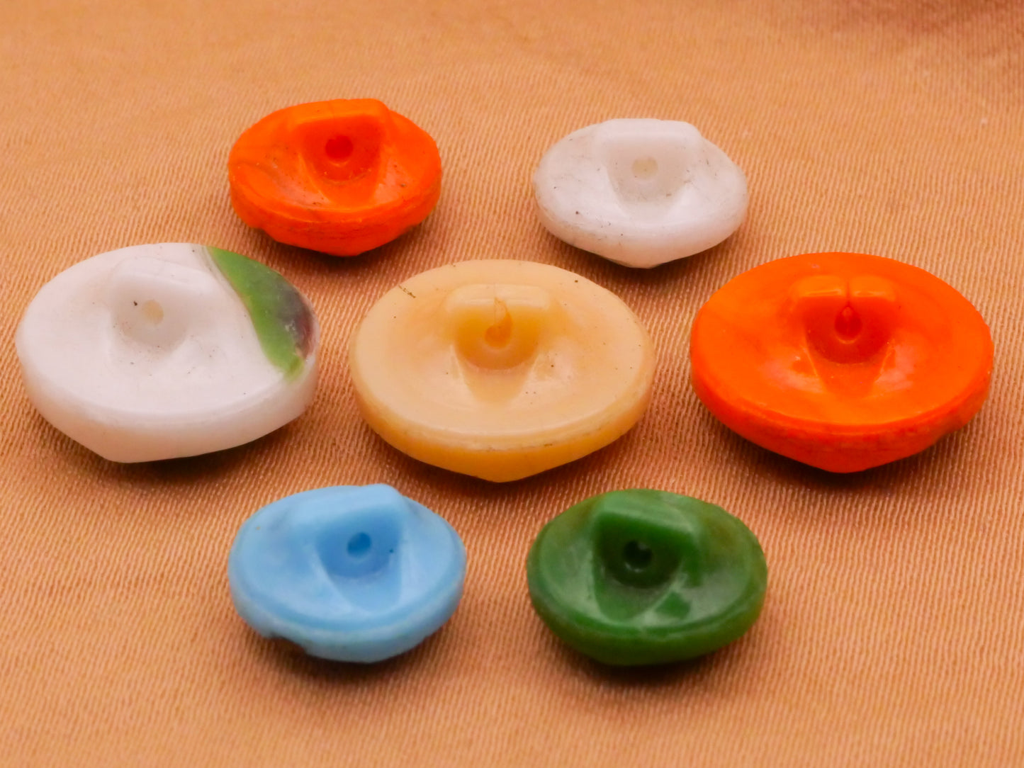 Square Design Hand-Painted Vintage Glass Button Various 10-13mm