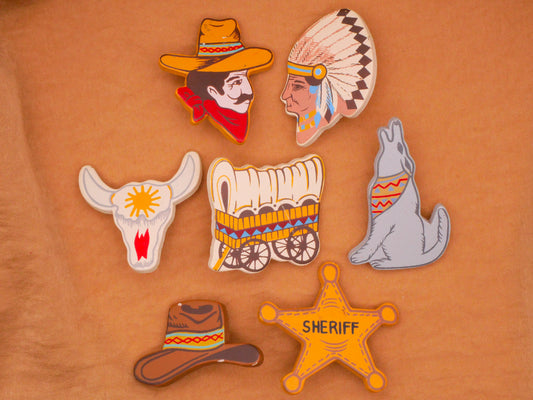 Western Wild Wild West Themed Wood Button Various 23-41mm
