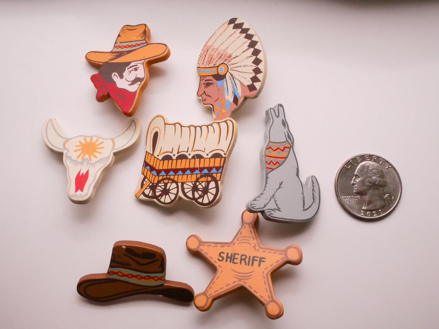 Western Wild Wild West Themed Wood Button Various 23-41mm