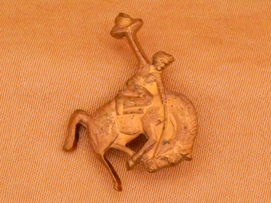 Rodeo Horse Rider Bucking Bronco Brass Metal Button 16x20mm