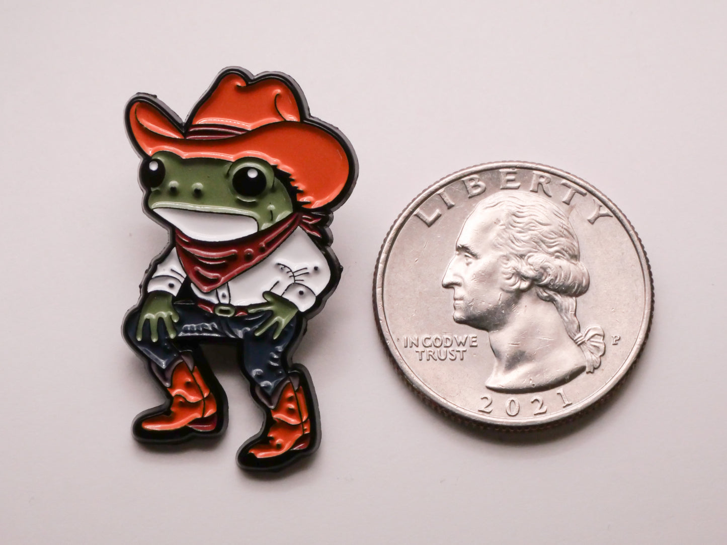 Cowboy Frog Toad Enamel Metal Large Button 20x34mm
