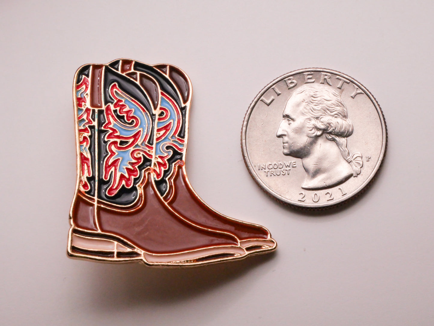 Cowboy Boots Leather Look Enamel Metal Large Button 35x37mm