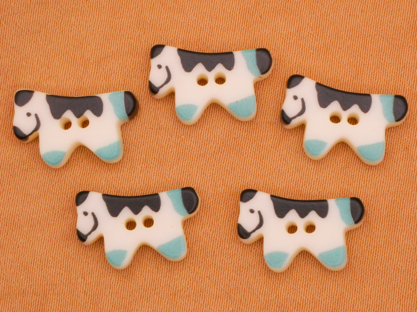 Horse Plastic Sew-Thru Set of Five Buttons 9x15mm
