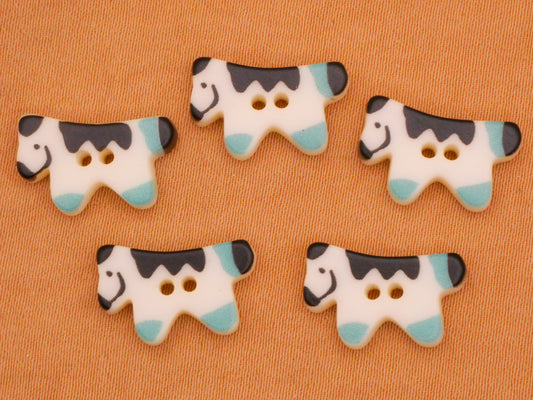 Horse Plastic Sew-Thru Set of Five Buttons 9x15mm