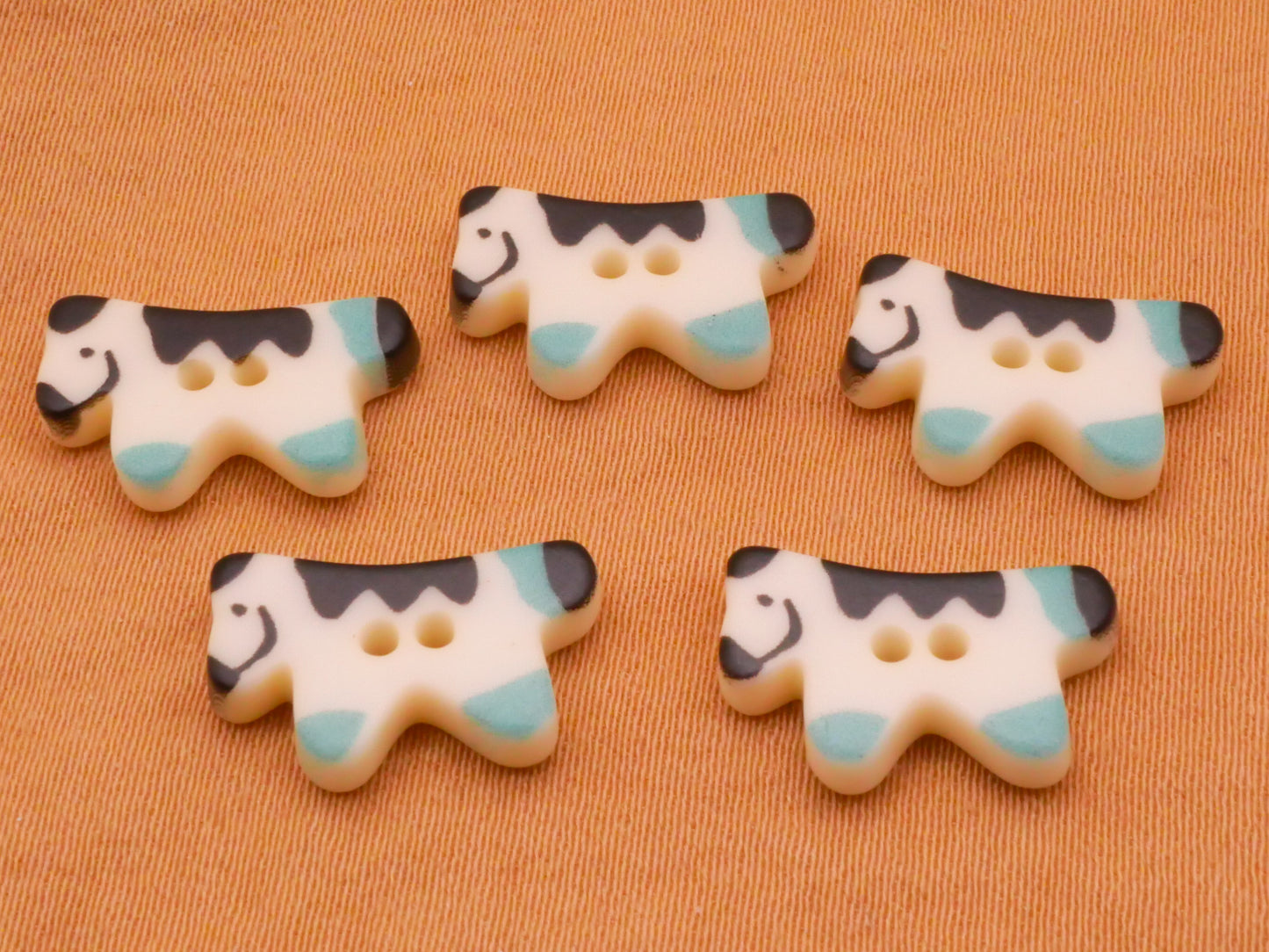 Horse Plastic Sew-Thru Set of Five Buttons 9x15mm