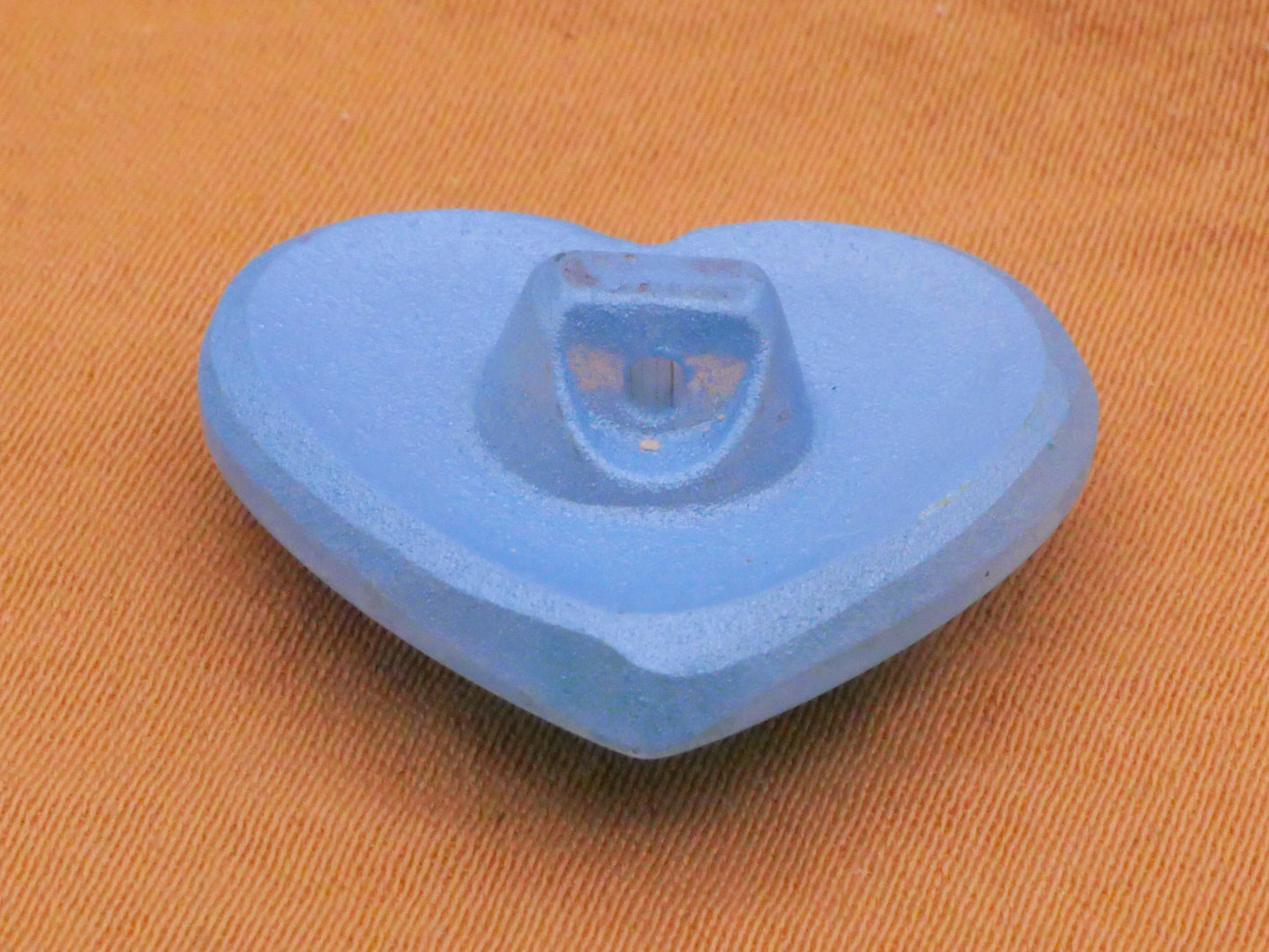 Trio Yellow Flower Blue Heart Vintage Glass Button 22mm