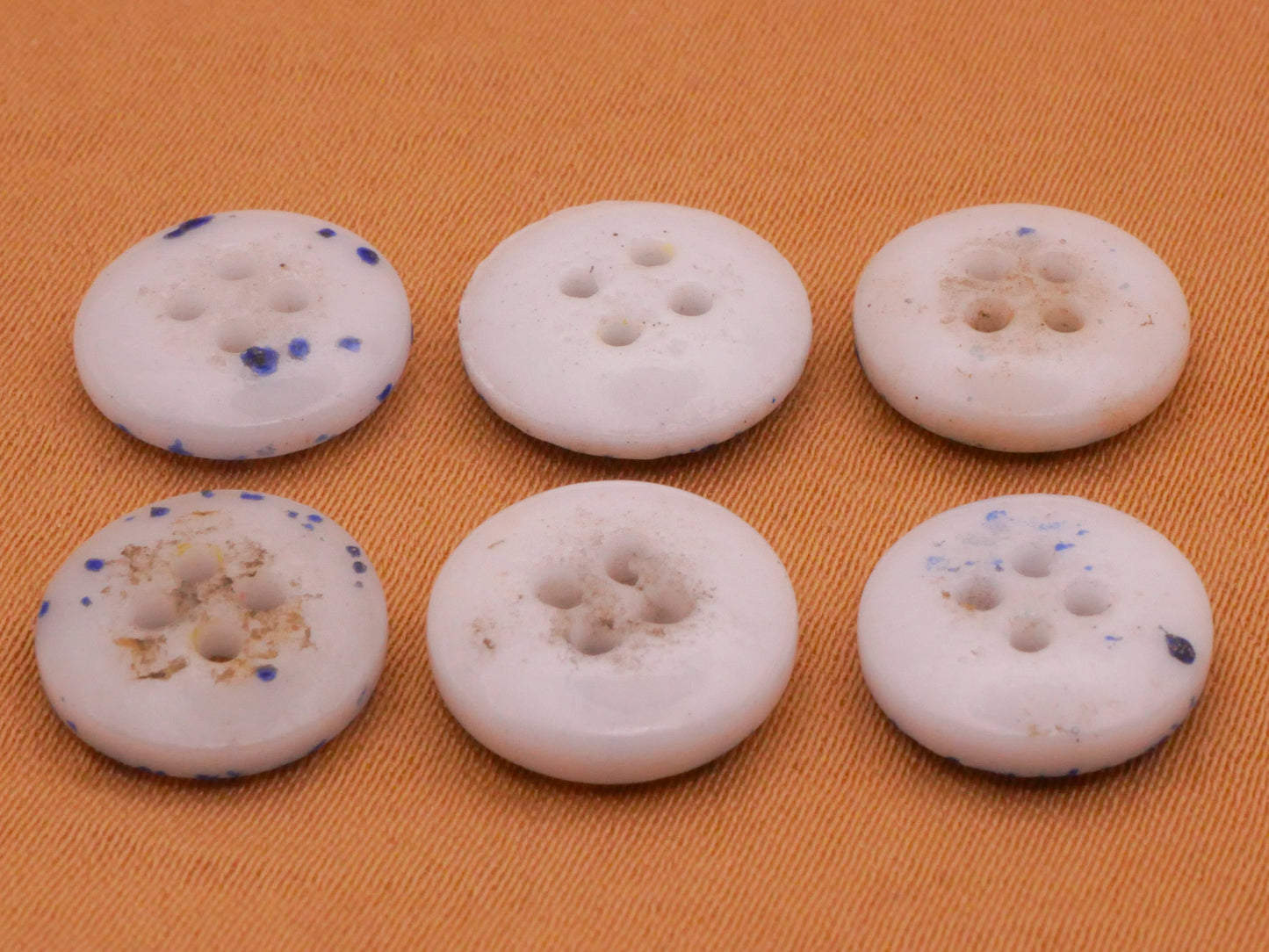 Blue Calico Pattern Glass China Button Various 11-12mm