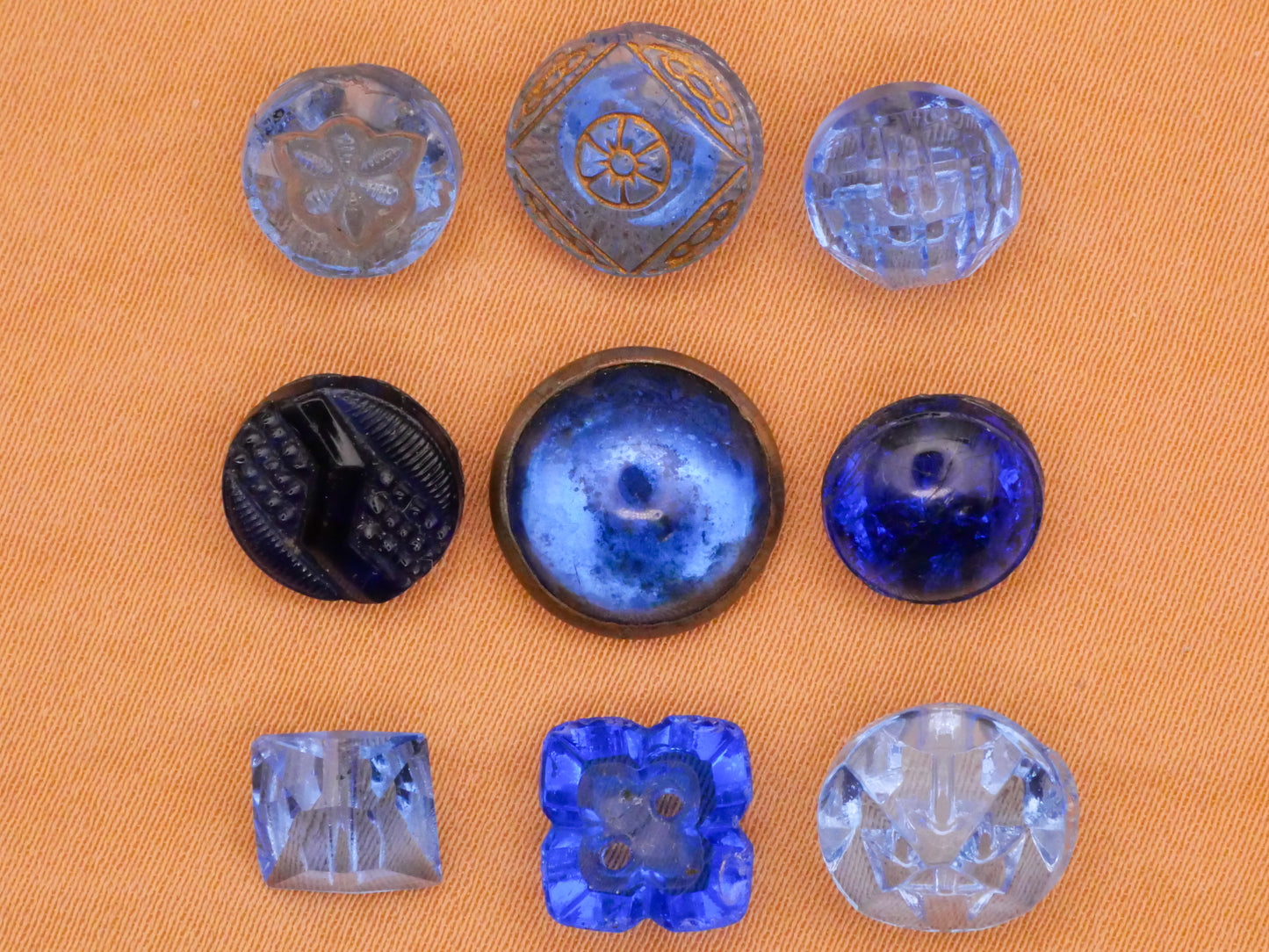 Blue Translucent Antique Vintage Glass Various 7-12mm