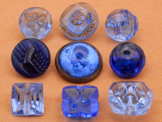 Blue Translucent Antique Vintage Glass Various 7-12mm