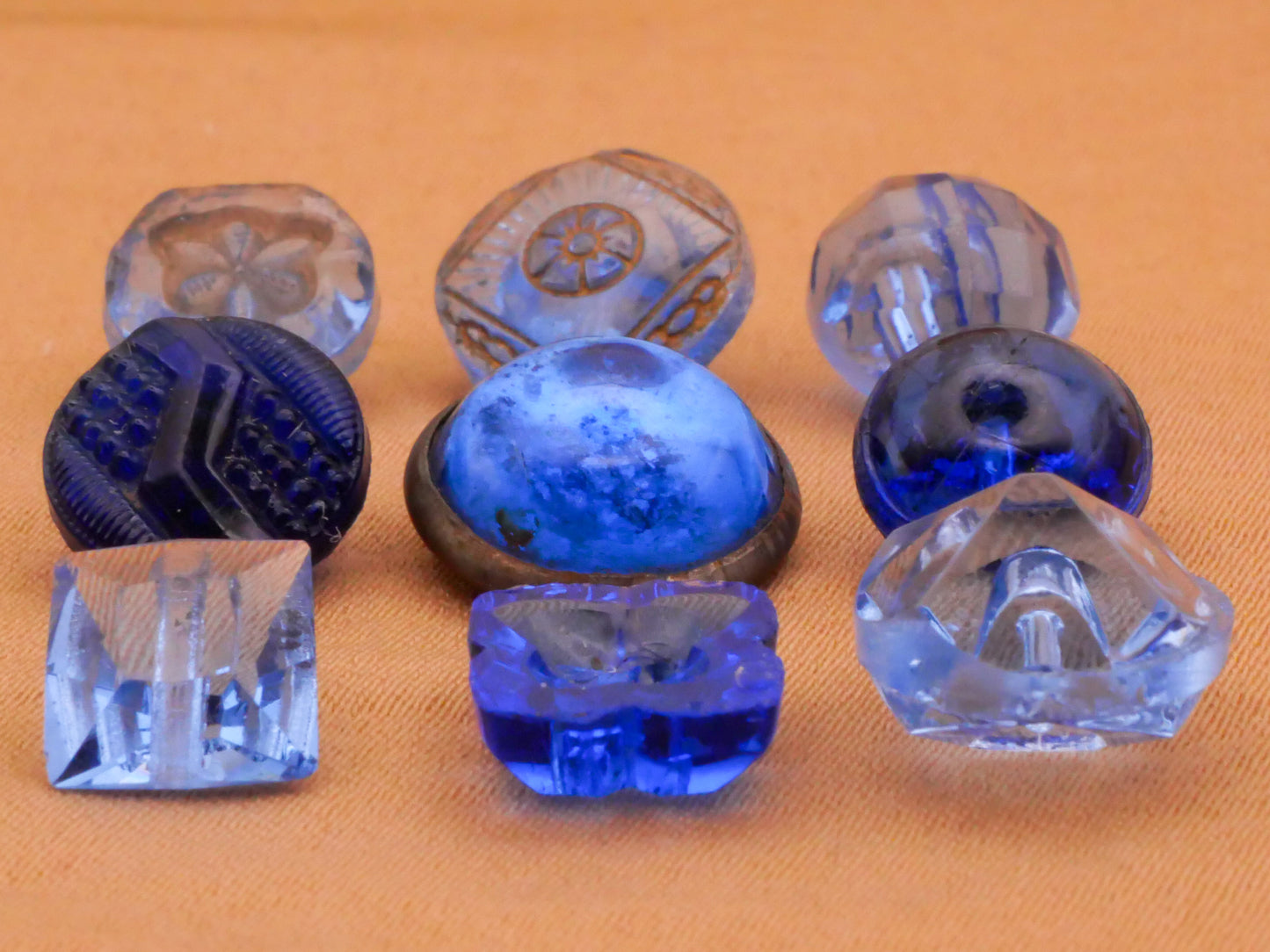 Blue Translucent Antique Vintage Glass Various 7-12mm