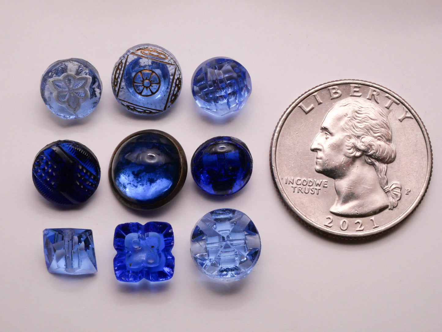 Blue Translucent Antique Vintage Glass Various 7-12mm